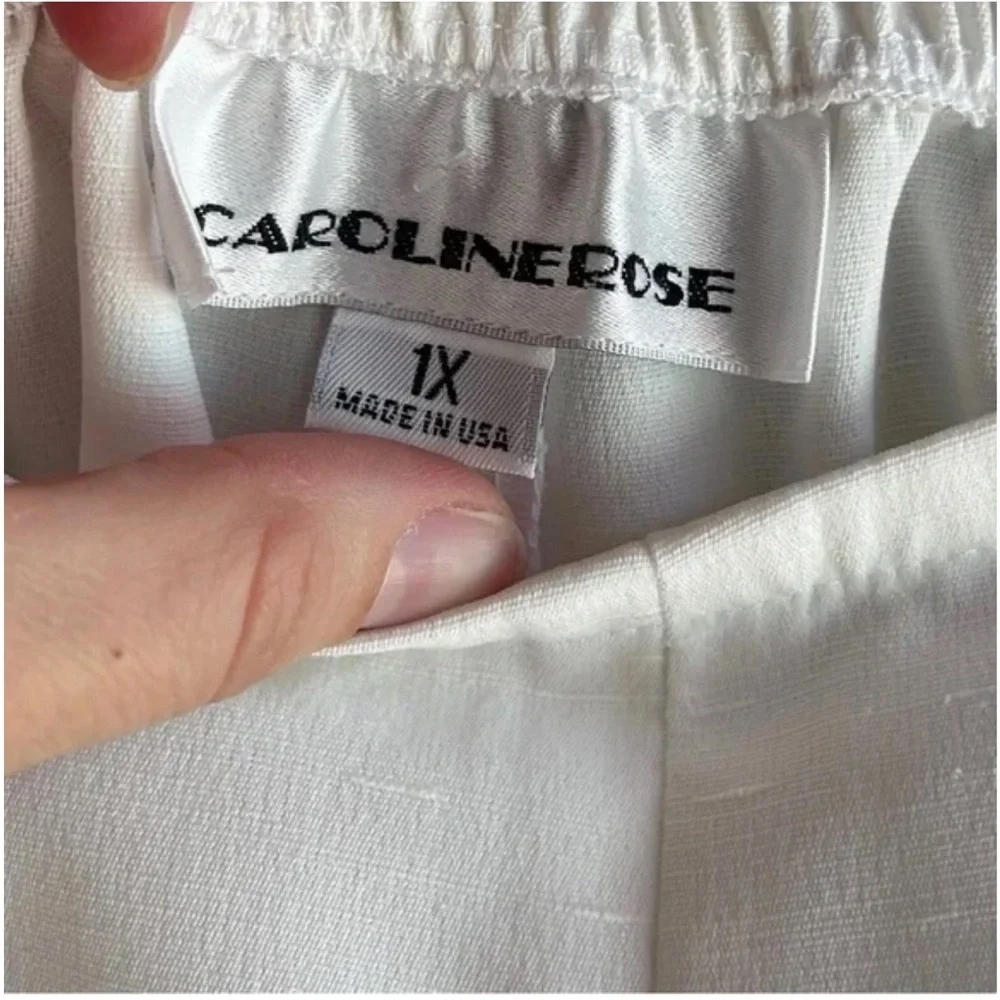 CAROLINE ROSE WOMAN PLUS SIZE WHITE ANKLE CROP ELASTIC PULL ON PANTS SZ 1X NWT - Picture 10 of 10